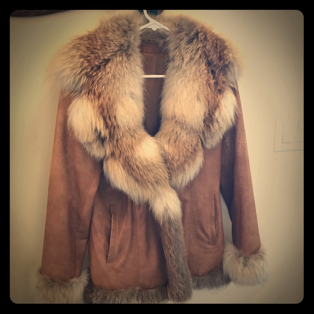 Leather and rabbit jacket